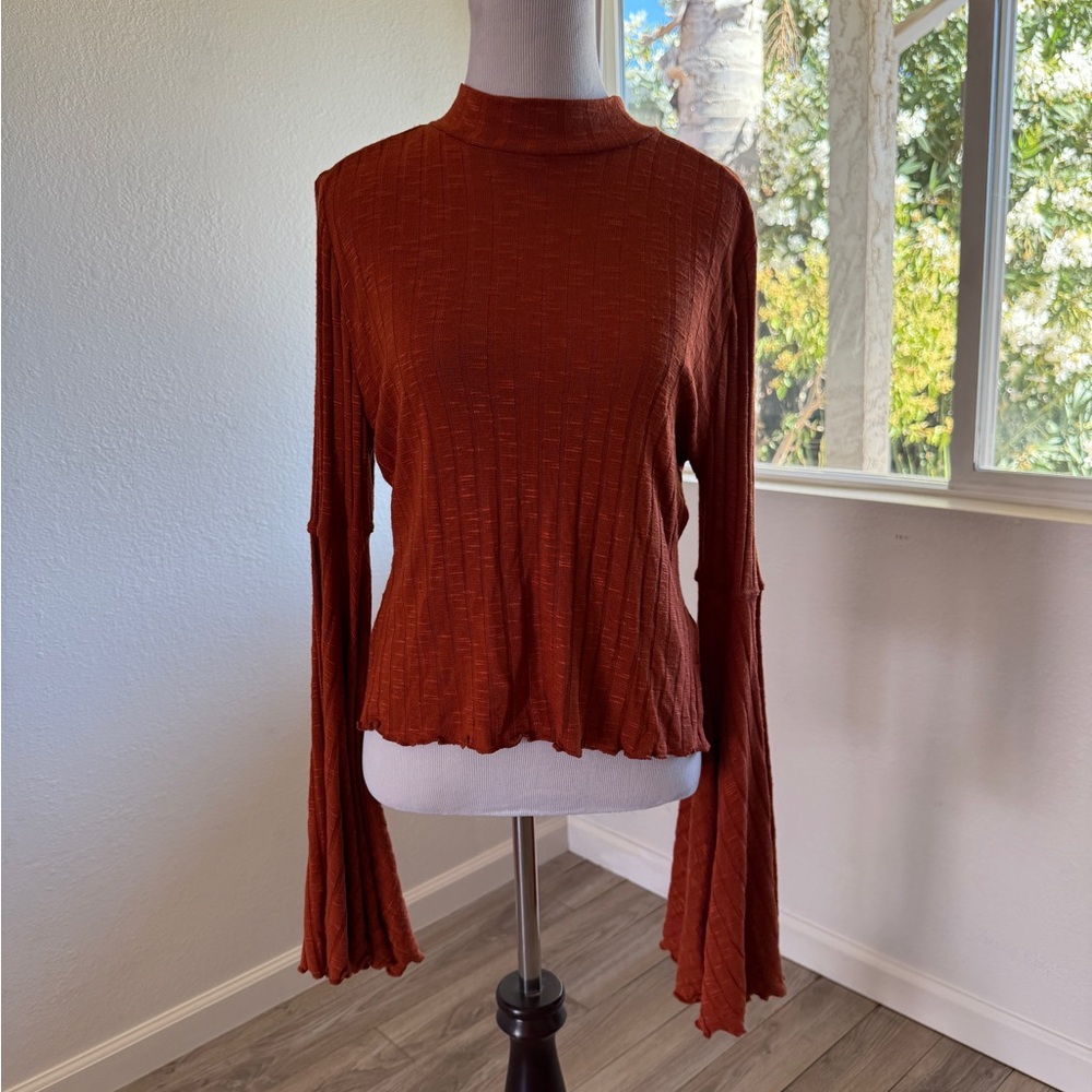 Shyanne Rust Orange Bell Sleeve Blouse